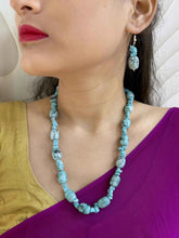 Contemporary Semi Precious Chalcedony And Turquoise Stone Beads Necklace