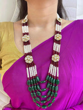 Designer Handmade Kundan And Semi Precious Multi Color Beaded Necklace Set For Sarees