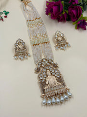 Designer Gautam Buddha Long Temple Necklace Set | South Indian Temple Jewellery For Women