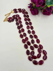 Designer Semi Precious Double Layered Gemstones Beaded Necklace For Men And Women