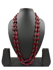 Designer Semi Precious Double Layered Gemstones red Beaded Necklace For Men And Women