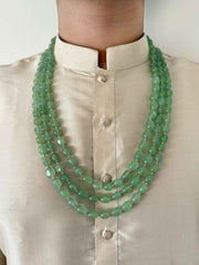 Unisex Semi Precious Gemstone Long Layered Beaded Necklace - Beads Necklace For Grooms And Women