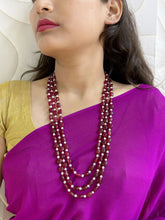 Semi Precious Red Jade & Real Pearls Beaded Necklace - Perfect For Saree And Sherwani Wear