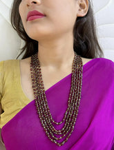 Multi Layered Semi Precious Gemstone Garnet Beads Necklace - Elegant Beaded Jewelry