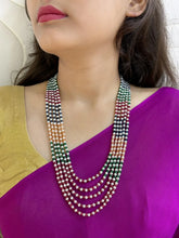 Semi Precious Jade Beads And Natural Pearls Multicolor Beaded Necklace - Gemstone Jewelry