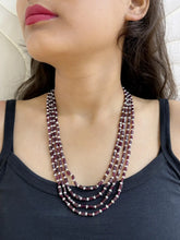 Elegant Semi Precious Freshwater Pearl And Garnet Gemstone Beaded Necklace For Women
