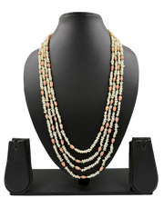 Layered Freshwater Real Hyderabadi Pearls Beaded Necklace With Tulip Flowers