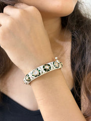 Traditional Gold Plated Green Meenakari Bangles With Kundan For Women