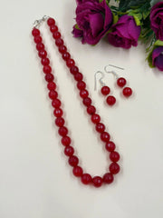 Single Strand 10 mm Jade Beads Necklace Set - Gemstone Beads Jewelry