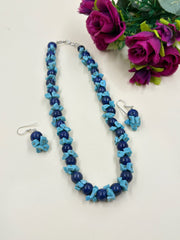 Semi Precious Lapis Lazuli Handcrafted Beaded Necklace Set For Women