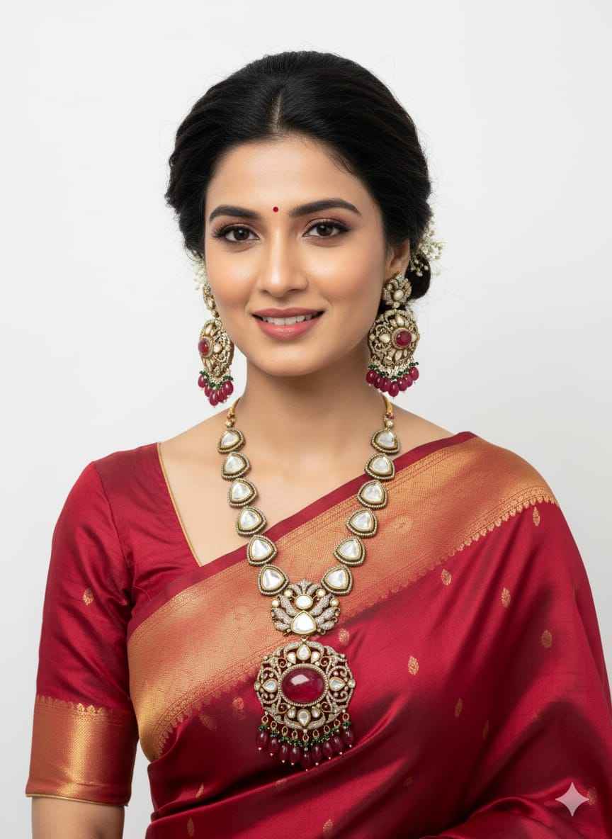 Shanaya Designer Antique Victorian Polki Necklace For Weddings