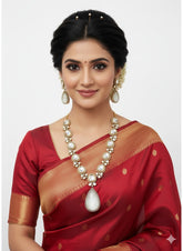 Shiba Uncut Polki Victorian Necklace Set For Parties