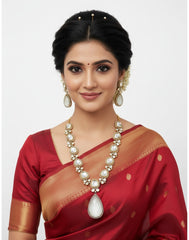 Shiba Uncut Polki Victorian Necklace Set For Parties