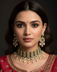 Tanisha Majestic Kundan Polki Choker Necklace Set | Wedding Choker Jewellery