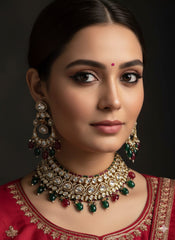 Nandita Designer Wedding Polki Kundan Necklace Set - Bridal Jewellery Set
