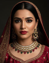 Nandita Designer Wedding Polki Kundan Necklace Set - Bridal Jewellery Set