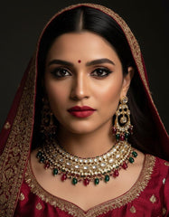 Nandita Designer Wedding Polki Kundan Necklace Set - Bridal Jewellery Set