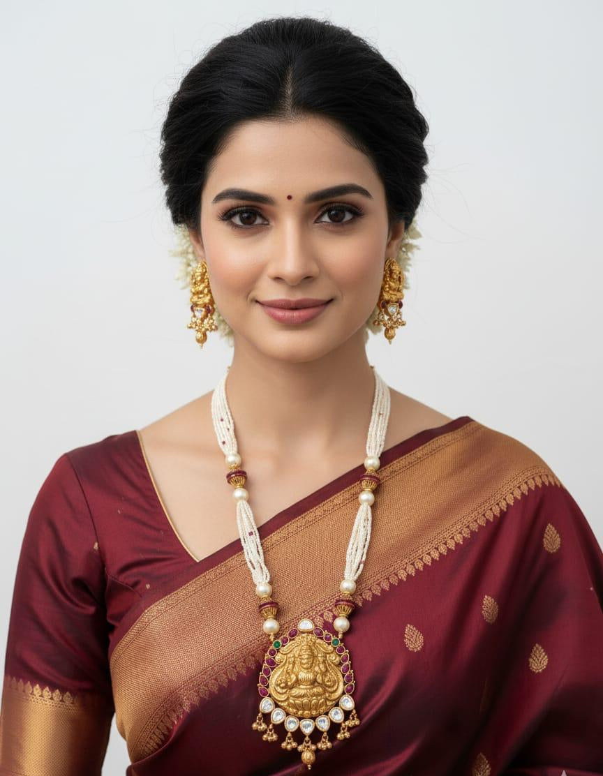 Gold Plated Goddess Lakshmi Devi South Indian Temple Jewellery Set By Gehna Shop