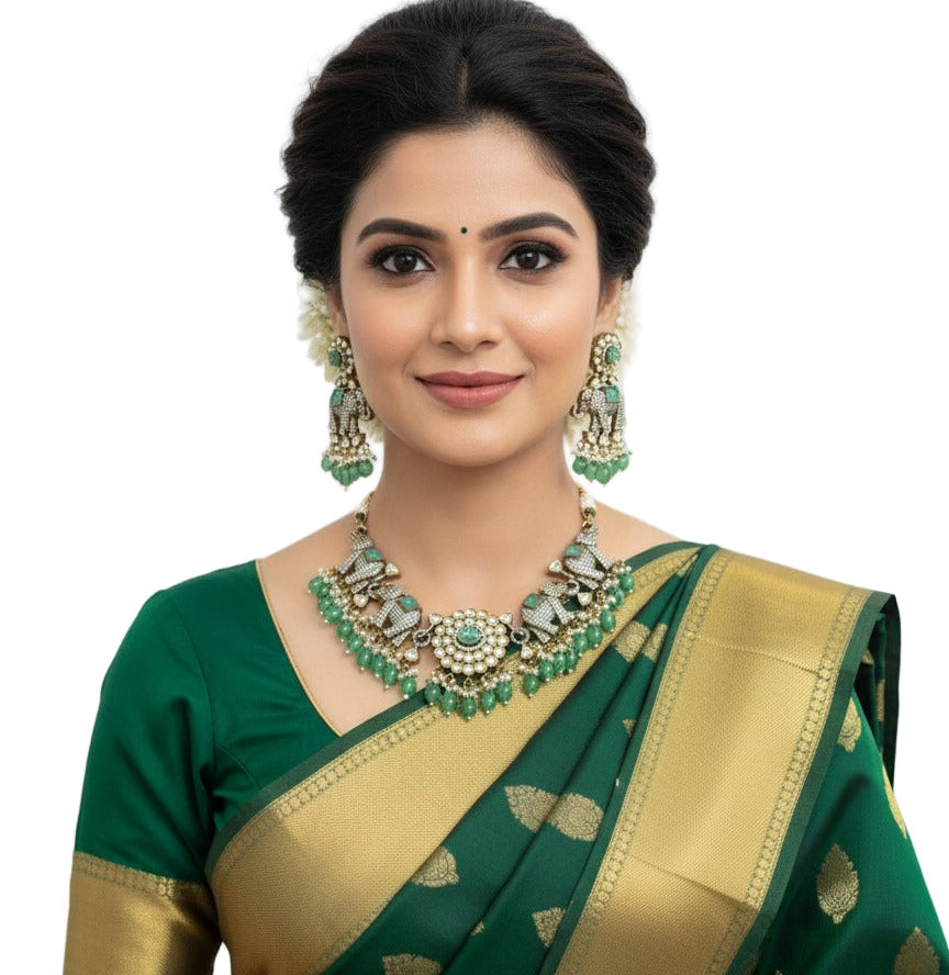 Akira Antique Victorian Elephant Jewelry Necklace Set For Women