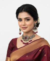 Aazba Designer AD Victorian Choker Necklace Set By Gehna Shop