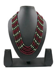 Multi-Layered Maroon Onyx Beaded Necklace Set for Women - Beads Necklace For Saree