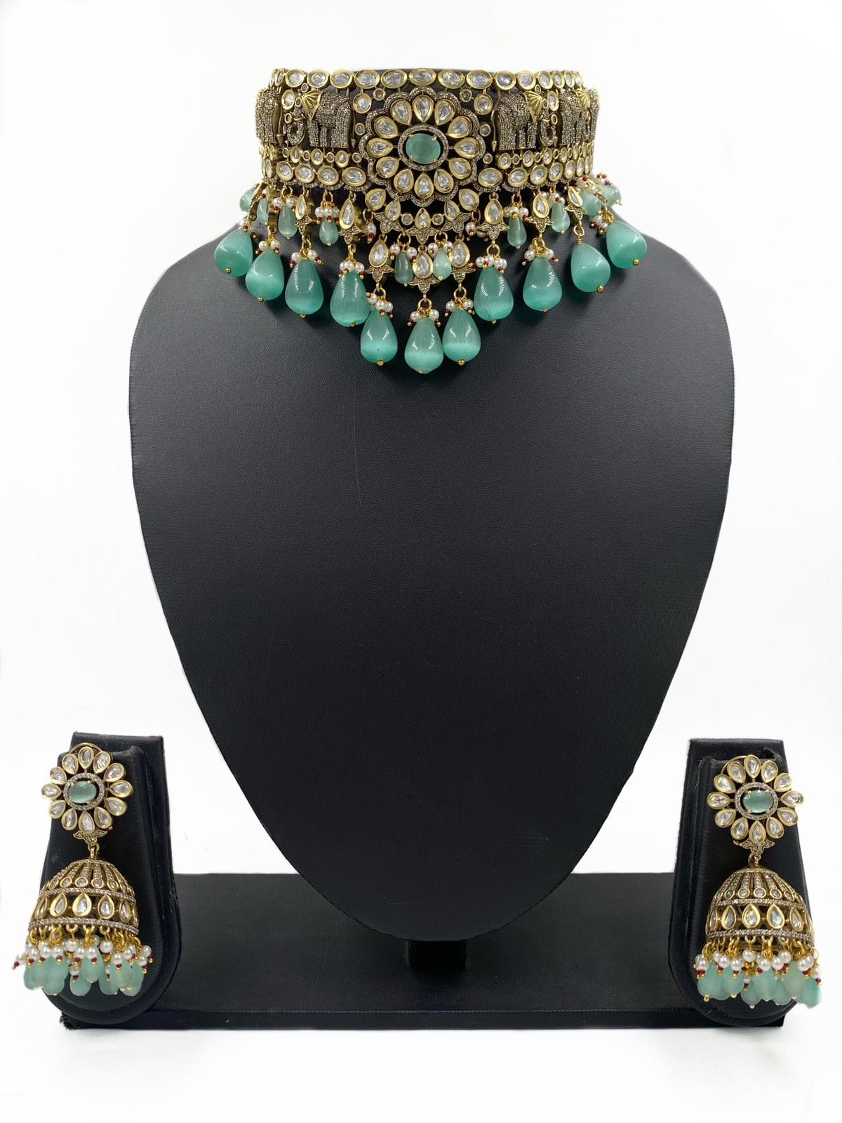 Aarohi Designer Victorian Polki Heavy Choker Set For Brides By Gehna Shop Victorian Necklace Sets