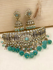 Aarohi Designer Victorian Polki Heavy Choker Set For Brides By Gehna Shop Victorian Necklace Sets