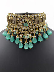 Aarohi Designer Victorian Polki Heavy Choker Set For Brides By Gehna Shop Victorian Necklace Sets