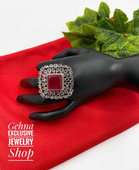 Adjustable CZ Polki Finger Ring