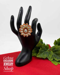 Adjustable Kundan Finger Ring By Gehna Shop
