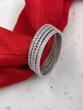 American Diamond Studded Silver Rhodium Plated CZ Bangles (Set Of 4)