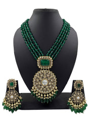 Amulaya Heavy Quality Long Victorian Kundan Polki Necklace Set For Weddings Victorian Necklace Sets
