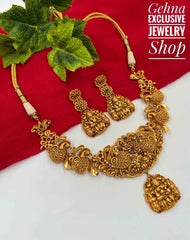 Antique Gold Goddess Lakshmi Necklace Set By Gehna Shop