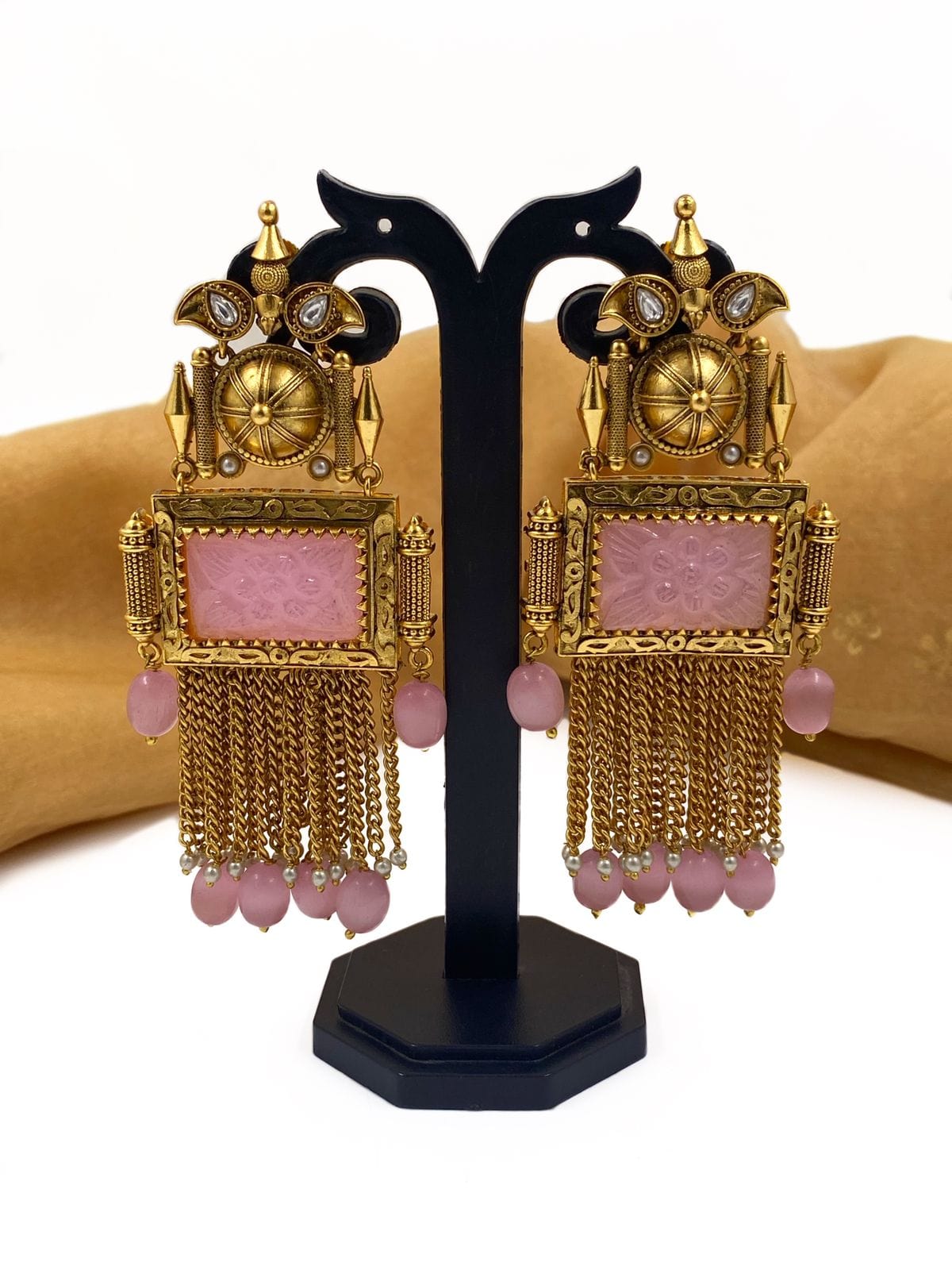 Antique Gold Plated Designer Statement Stone Earrings For Ladies By Gehna Shop Earrings
