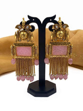 Gold Plated Party Wear Antique Long Earrings For Ladies