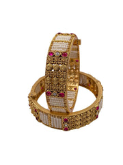 Artificial Gold Plated Golden Kangan Bangle Set For Women By Gehna Shop Antique Golden Bangles