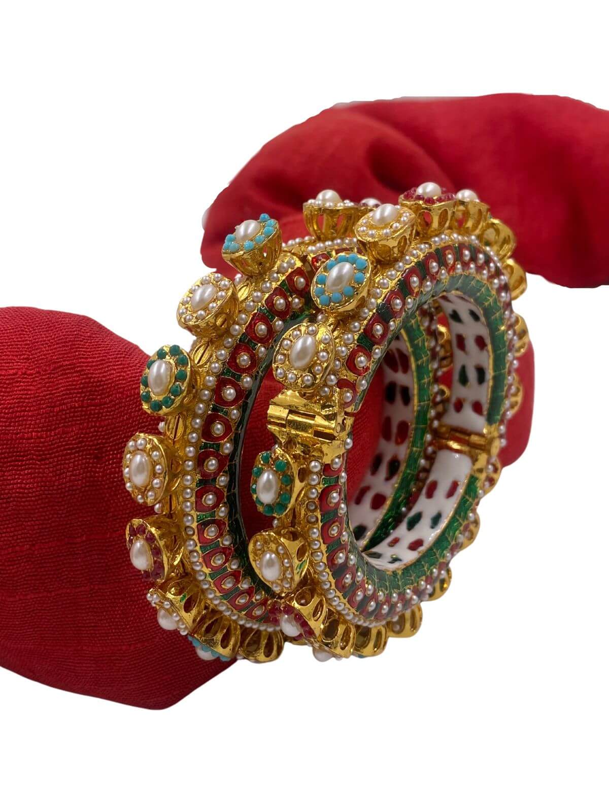 Beautiful Multi Color Meenakaari Pearls Pacheli Wedding Bangles By Gehna Shop Bangles