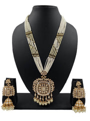 Chhaya Long Polki Kundan Pendant Necklace Set With Pearls Strings For Weddings Kundan Necklace Sets