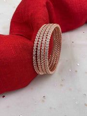 CZ Single Line American Diamond Rose Gold Bangles By Gehna Shop (Set Of 4)