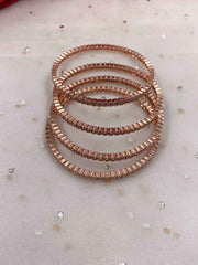 CZ Single Line American Diamond Rose Gold Bangles By Gehna Shop (Set Of 4)