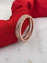 CZ Single Line American Diamond Rose Gold Bangles By Gehna Shop (Set Of 4) Zircon Bangles