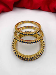 CZ Single Line Blue Stone American Diamond Bangles By Gehna Shop (Set Of 4)