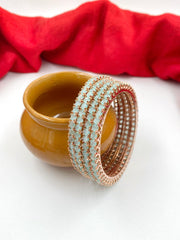 CZ Single Line Mint Green Color American Diamond Bangles By Gehna Shop (Set Of 4) Zircon Bangles
