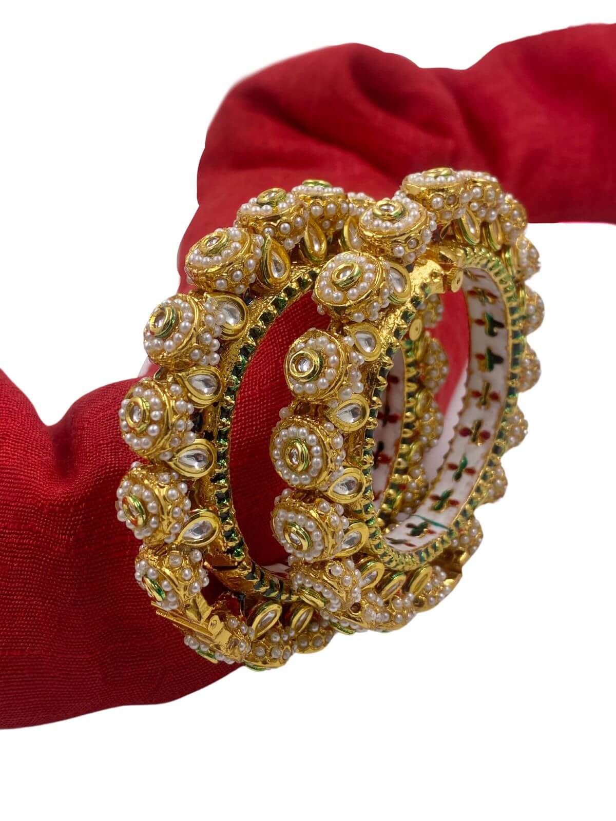 Deigner Meenakari Kundan And Pearls Pacheli kada Bangles For Weddings Bangles