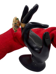 Designer Adjustable Rotating Big Kundan Ruby Finger Ring For Weddings By Gehna Shop