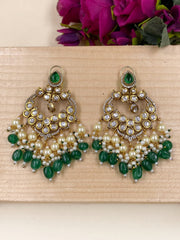 Designer Antique AD And Kundan Chandbali Earrings For Weddings Earrings