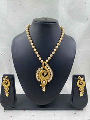 Designer Antique Kundan Studded Peacock Pendant Necklace Set For Ladies By Gehna Shop