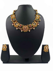 Designer Antique Royal Golden Necklace set For Weddings By Gehna Shop