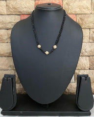 Designer Beaded Mangalsutra In Black Spinal Beads With AD Balls By Gehna Shop Mangalsutras