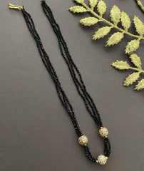 Designer Beaded Mangalsutra In Black Spinal Beads With AD Balls By Gehna Shop Mangalsutras